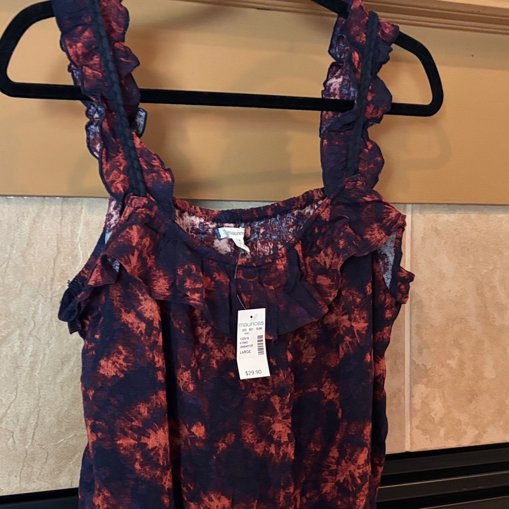 Maurices Ruffled Top in Red and Navy